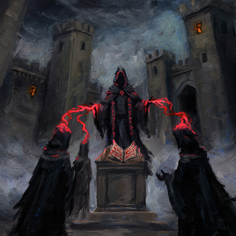 Bloodcult ritual gathering in a fortress courtyard