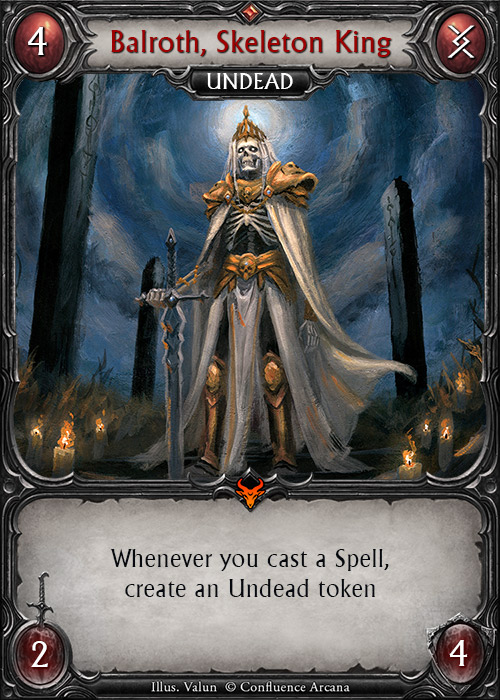 Balroth, Skeleton King card artwork depicting an undead king standing with a sword among candles